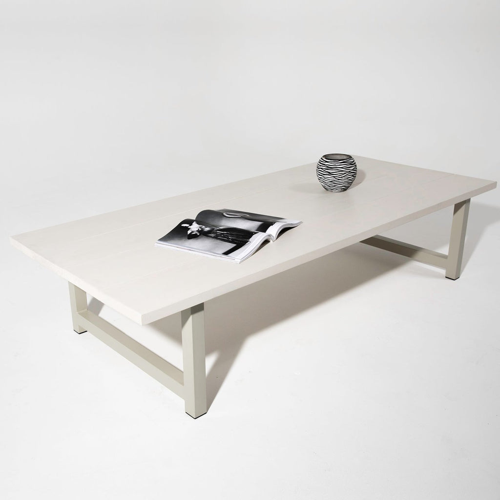 The modern rustic coffee table with coloured steel legs