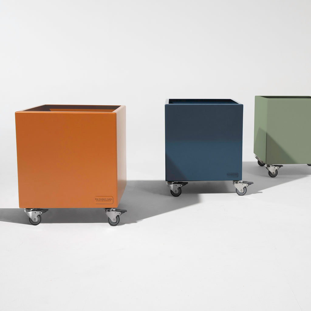 The Modern Rustic Mobile Planters in various coloutrs